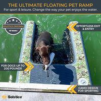 SOLSTICE ORIGINAL Inflatable Pup Plank CAMO SPORT Dog Float Floating Ramp Ladder For Pools Boats Docks | Dog On Water Ladder Steps | For Swimming Pets Up To 200 Pounds | Camo Sporting Ducks Hunting XL