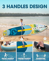 CETANA 11'6×35" Extra Wide Stand Up Paddle Board for Adults & Youth, 400lb Capacity Inflatable Paddle Board, Sup for 2+1 Person with Removable US Fin, 100L Backpack, Floating Paddle, Safety Leash