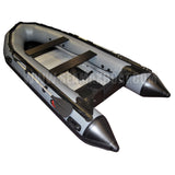 Seamax Ocean380 12.5 Ft Heavy-Duty Inflatable Boat, Hot Welded 4 Layers Overlapped Chamber Seam Super Solid, Aluminum Floor, 5 Main Chambers & Inflatable Keel, Full Transom 25HP (Dark Gray)