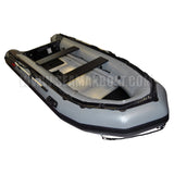 Seamax Ocean380 12.5 Ft Heavy-Duty Inflatable Boat, Hot Welded 4 Layers Overlapped Chamber Seam Super Solid, Aluminum Floor, 5 Main Chambers & Inflatable Keel, Full Transom 25HP (Dark Gray)