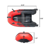 ALEKO Inflatable Boat | Yacht Dinghy Tender Raft | 3 Person | Aluminum Floor Oars | 2 Fishing Rod Holders | Heavy-Duty PVC | 2024 Model | Red and Black | 8’5”