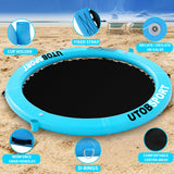 Inflatable Water Hammock Floating Dock 8x8 FT Water Floating Island Raft for Lake Boat Pool Ocean | Adults Kids Dogs, with W/Cupholder & Pump(Ice Blue/Black)