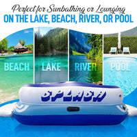 SereneLife Inflatable 4- Person Floating Island Raft, Party Island Raft w/ 4 drink holders, Use for Lounging on Lake, Beach River or Pool