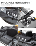 DAMA Inflatable Boats Heavy Duty Raft Fishing Boat Dinghy 170 * 120cm, w/Fishing Rod Holders & Seat, Inflatable Seat, Oars, Storage Bag