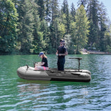 ALEKO Inflatable Boat | Yacht Dinghy Tender Raft | 4 Person Fishing Boat | Aluminum Floor Oars | 2 Fishing Rod Holders | Heavy-Duty PVC | 2024 Model | Light/Dark Gray | 10’5”