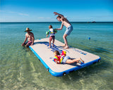 Wateraft Big Inflatable Floating Dock (13’ x 6’) Stable Raft Platform for Lake Beach Pool, Supports 8 Adults Rafting and Recreation, Built-in Handles and D-Rings for Tethering Anchoring Deck