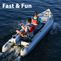 Sea Eagle 437ps PaddleSki Inflatable 1-2 Person Catamaran Boat – Paddle, Motor, Fish, or Sail – 4-in-1 Inflatable Watercraft – Self Bailing