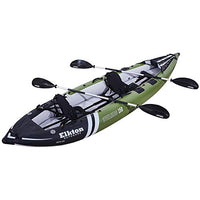 Elkton Outdoors Steelhead Inflatable Fishing Kayak - Two-Person Angler Blow Up Kayak, Includes Paddles, Seats, Hard Mounting Points, Bungee Storage, Rigid Dropstitch Floor and Spray Guard