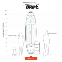 DRIFT 10'8" Inflatable Stand Up Paddle Board, SUP with Accessories | Coiled Leash, Pump, Lightweight Paddle, Fin & Backpack Travel Bag…