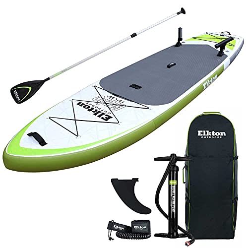 Elkton Outdoors Inflatable Fishing Paddle Board Grebe - 12 ft