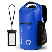 Ocean Dry Bag 40L Waterproof, Deep Blue - All Weather Durable Lightweight Floating Back Pack Drybag - Marine Dry Bags for Kayaking, Boating, Scuba Diving, Rafting - Free Mobile Phone Case
