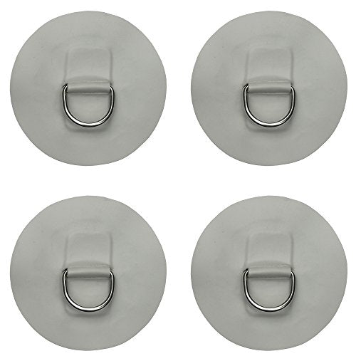 YYST 4 X Stainless Steel D-Ring Pad/Patch for PVC Inflatable Boat Raft Dinghy Kayak - No Glue Included- Instruction Included- Light Grey