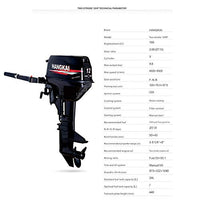 12HP Outboard Motor Boat Engine Gasoline Outboard Motor Marine Inflatable Fishing Boat Engine Yacht Motor CDI Water Cooling System 169CC 8.8KW
