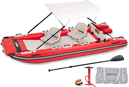 Sea Eagle FastCat12 Inflatable Catamaran Boat - Swivel Seat Canopy Package