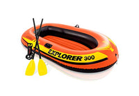 Intex Explorer 300, 3-Person Inflatable Boat Set with French Oars and High Output Air-Pump