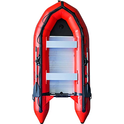 Emaxusa Inflatable Boat Aluminum Floor Aluminum Transom 4 Person Professional Saltwater Fishing Boat (330cm / 10.8ft)