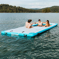 Driftsun Inflatable Floating Dock Platform - 15ft x 6.5ft Mesa Dock with Water Hammock, Floating Docks for Lakes & Boats, Inflatable Island, Swim Platform Blocks, Quick Inflation, Floating Mats