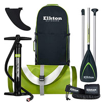 Elkton Outdoors Inflatable Fishing Paddle Board Grebe - 12 ft Fishing SUP Package, Fishing Rod Holders, Paddle, Leash, Carry Bag, Pump, Accessory Mounts and Non-Slip EVA Deck