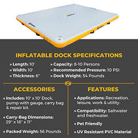Solstice by Swimline Inflatable Floating Dock, white/yellow, 10' x 10'