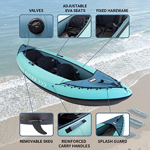 BEYOND MARINA Inflatable Kayak 3 Person with EVA Padded Seats, Recreat –  Raft Finder