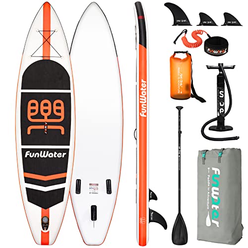 FunWater SUP Inflatable Stand Up Paddle Board 11'x33''x6'' Ultra-Light (18.5lbs) Paddleboard with ISUP Accessories