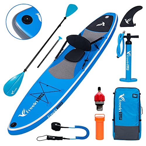 Freein Paddle Board Stand Up Paddle Board Freein Kayak SUP Inflatable Stand  up Paddle Board SUP 10'/10'6”x31 x6 Blue, 2 Blades Paddle, Dual Action