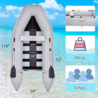 CO-Z 10 ft Inflatable Dinghy Boats with Aluminium Alloy Floor, 4 Person Portable Boat Raft, Inflatable Touring Kayak for Adults, Inflatable Sport Tender Fishing Dinghy Boat with Panel Paddles Air Pump