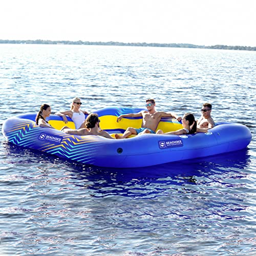 Seachoice 12-Person Party Raft – Inflates to 12 X 12 Feet – Seats 12 Adults – Includes Drink Holders & Large Center Hole for Cooling Off