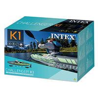 Intex Challenger K1 Kayak 1 Man Inflatable Canoe with Aluminum Oars and Hand Pump, Green/Blue