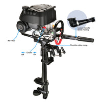 4 Stroke Outboard Motor 6 hp Outboard Boat Motors for Inflatable, Kayak, Dinghy, Canoe Small Boat, With Cool Shape and Kill Stop Switch
