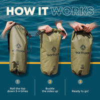 Earth Pak Waterproof Dry Bag - Roll Top Waterproof Backpack Sack Keeps Gear Dry for Kayaking, Beach, Rafting, Boating, Hiking, Camping and Fishing with Waterproof Phone Case