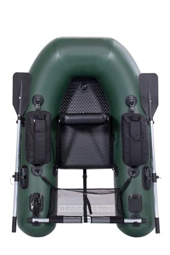 FRM BOARDS Inflatable Boat Belly Boat Fishing Float Tube with Storage Pockets, Adjustable Straps, Fishing Rod Holder & Fish Ruler, Loading Capacity 400lbs (Army Green)