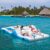 Goplus Inflatable Floating Island, Giant 4-6 Person Lake Floats Lounge Raft W/Ergonomic Backrest, 4 Cup Holders, 130W Air Pump, Sunbathing Pool Float for Pool, Beach, Lake, River, 12ft x 6.5ft