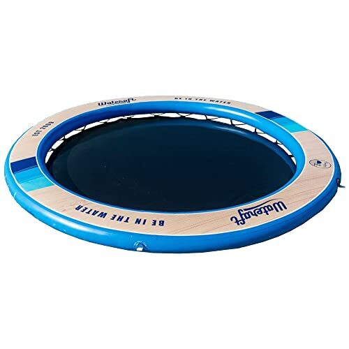 Wateraft 8 ft x 8 ft Inflatable Round Floating Dock, Water Raft, Pad & Boat Docking Station for Lake, Pool, Beach & Ocean, w/ D-rings, Multicolor